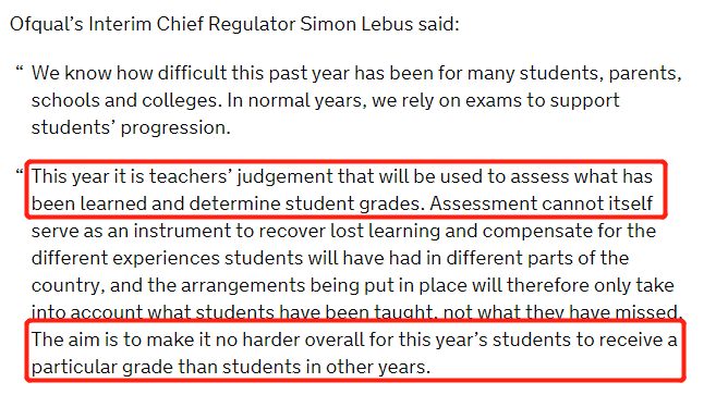 Ofqual的监管人Simon Lebus详细说明截图 Ofqual的监管人Simon Lebus详细说明截图