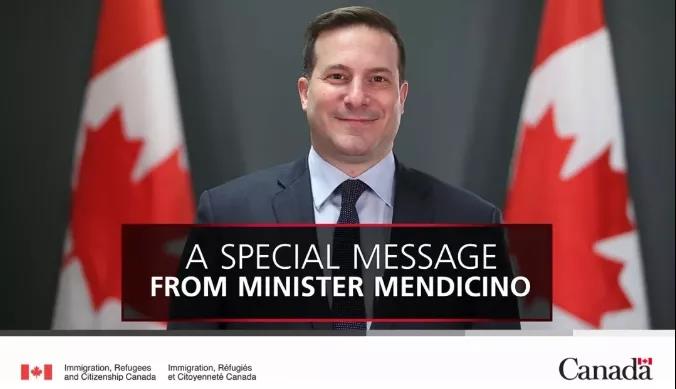 加拿大移民部部长Marco Mendicino 宣布了《2021年至2023年移民水平计划》